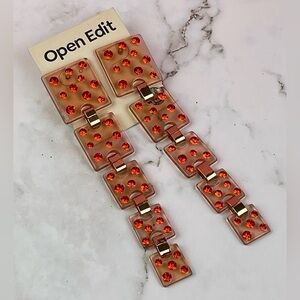 Open Edit Nordstrom Red Orange Tiered Cubic Zirconia Drop Statement Earrings
